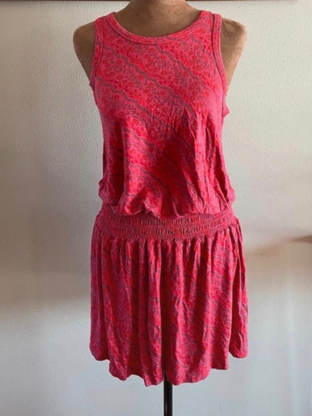 NATURAL LIFE Coral Garland Boho Floral Print Tank Dress